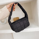 Fashion Women Solid Color Lattice Shoulder Bag Autumn Winter Small Underarm Bags