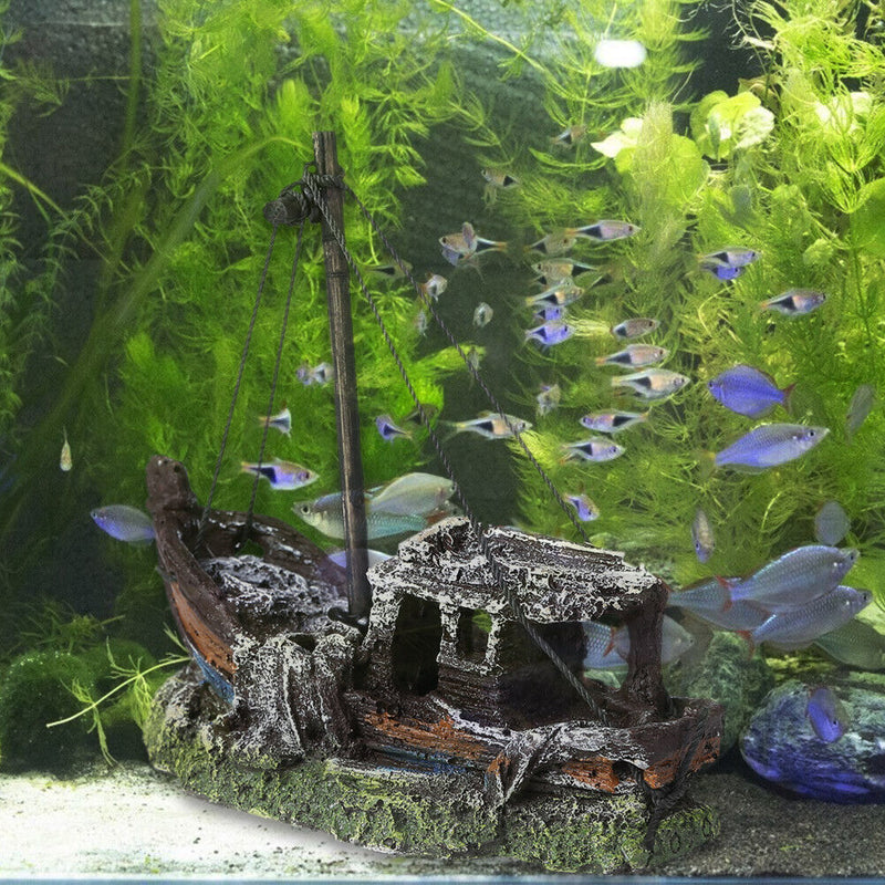Simulation Boats Underwater Plants Ship Fish Tank Ornaments Aquarium Landscaping