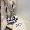 Autumn Plush Crossbody Bag Women Animal Print Travel Chain Shoulder Satche Purse
