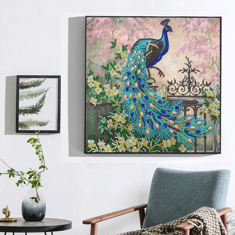 DIY Peacock Part Drill Diamond Painting Kit Handmade Rhinestone Beaded Picture