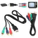 TV Flat Black Adapter VGA Cord HDMI Male To 3 RCA Video Audio AV Cable Adapter