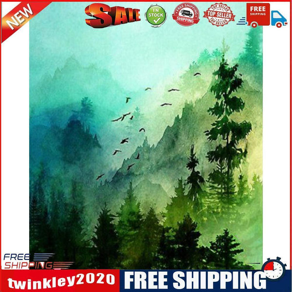 Frameless Oil Paint By Numbers Mountain Forest DIY Canvas Picture Craft Kit