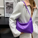 Women Solid Color Messenger Bag Lady Nylon Zipper Crossbody Bag (Purple)