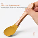 Baby Wooden Silicone Feeding Spoon Toddlers BPA-free Tableware (17) Newly