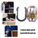 6pcs Triangular Shank Straight Groove Step Drill +Saw Drills Set (Boxed) Newly