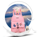 4pcs/set Fashion Women Butterfly Print Backpack Clutch Shoulder Bag (Pink)