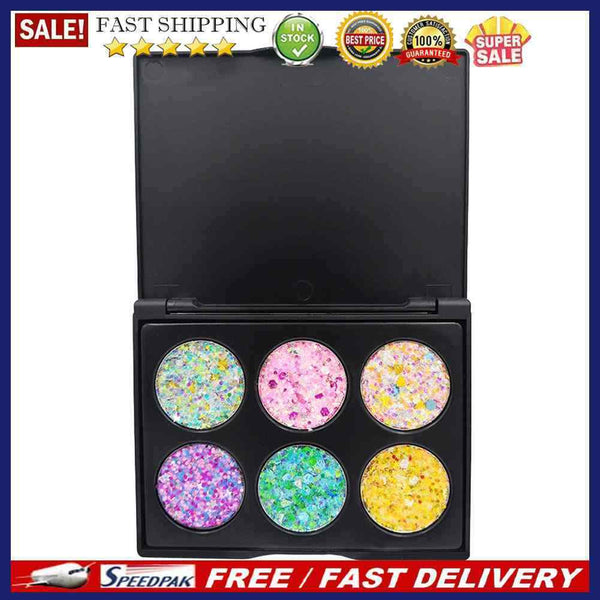 Popfeel 6 Colors Long-lasting Glitter Eyeshadow Pallete Eye Shadow (EK07)