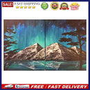 Aurora Night Mountains Oil Paint By Numbers 2 Panels DIY Picture for Adults K