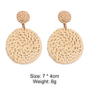 Korean Handmade Straw Woven Boho Geometric Large Women Drop Earrings (03) Newly