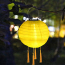 Solar Nylon Lantern Lamp Waterproof Hanging Light Festival Decor (Yellow) Newly