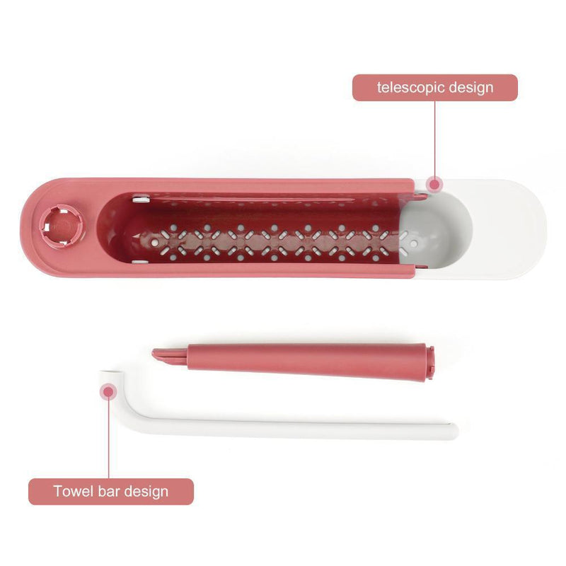 Telescopic Sink Storage Rack Holder Adjustable 2-in-1 Sink Organizer 1set