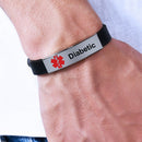 Medical Warning Alert Bracelet Epilepsy Allergy Sign Wristbands (Diabetic) Newly