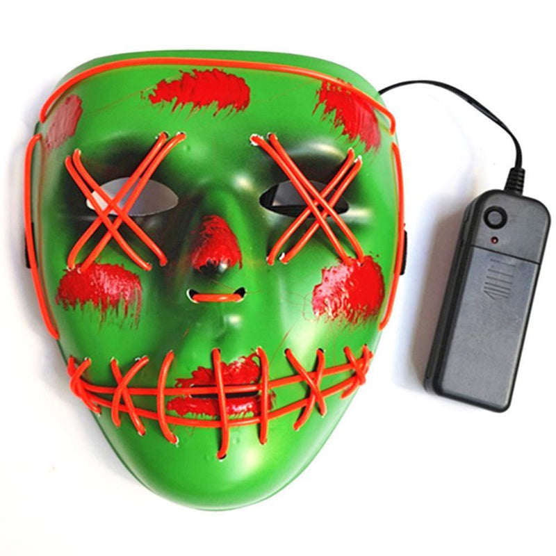 EL Luminous Glowing Masks Halloween Masquerade Makeup Party Decor (Red)