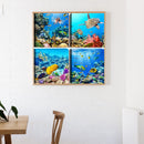 4 Panels Sea Life Oil Paint By Numbers Canvas DIY Picture Hand Painted Wall Art