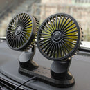 F404 USB Car Fan Dual Head Powerful 3-Speed Dashboard Fan for Truck Vehicle