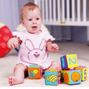 6pcs Multifunctional Baby Cloth Building Blocks Rattle Soft Cubes Toys Gifts UK