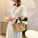 Women Beach Bucket Bags Straw Woven Handbag Summer Female Daily Shopping Totes