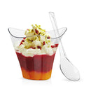 50pcs Clear Cup Kitchen Decor Cake Cup with Spoon Set for Tasting Pudding Yogurt