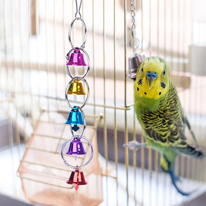 Funny Colorful Handmade Bell Hanging Bird Cage Jewelry Small Parrot Swing B