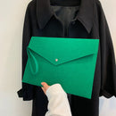 Women Felt Solid Color Envelop Bag Large Capacity Clutch Bags (Green)