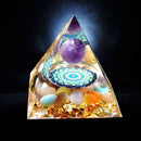 Orgonite Pyramid Amethyst Peridot Healing Crystal Energy Orgone Crafts (B) Newly