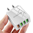 QC3.0 4USB Fast Charger Adapter EU US UK Plug 5.1A Mobile Phone Charging Head
