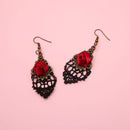 Gifts Vampire Dangle Gothic Earrings Black Lace Ear Studs Rose Jewelry