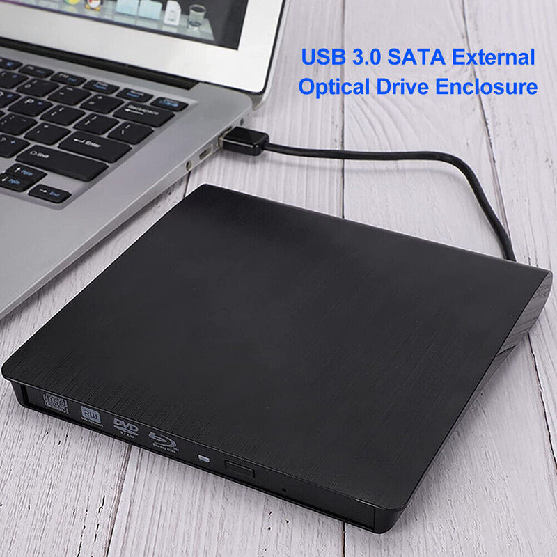 DVD CD-ROM RW Optical Drives USB 3.0 SATA External Enclosure for Laptop Computer