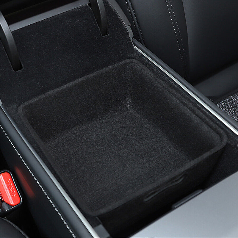 2pcs Flocking Organizer Container for Tesla 3/ Y Car Central Armrest Storage