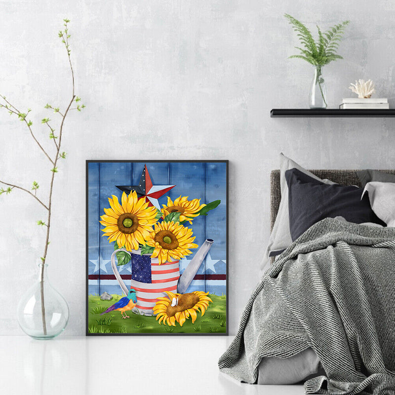 Sunflower Bird Oil Paint By Numbers Kits Canvas Picture DIY Home Decoration Gift