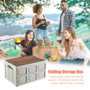 Folding Car Trunk Storage Box Wooden Lid Outdoor Camping Organizer (White)