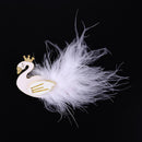 Cute Kids Girls Hairpins Crown Feather Swan Hair Clips Jewelry Gift (White)