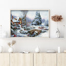 Full Embroidery DIY Canvas Craft Stamped 11CT Cross Stitch Snow Scene Art Kit