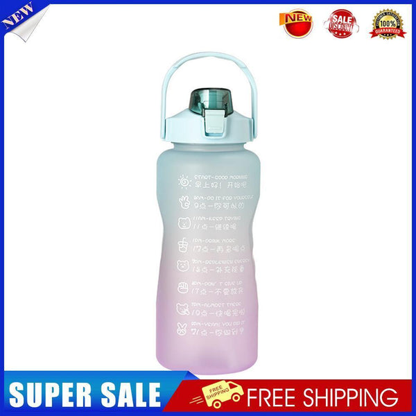 2000ml Water Bottle Sports Leakproof Time Marker Drinking Cup (Blue Purple)