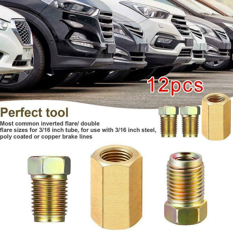 12Pcs/Set 3/16" Brake Line Repair Female Union Inverted Tube Fittings Flare N2M3