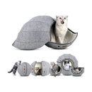 Foldable Cat Litter Box Breathable Kitten Pet Kennel Tunnel House (White) Newly