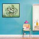 Frameless Painting By Numbers DIY White Rose Hand Painted Canvas Oil Art Picture