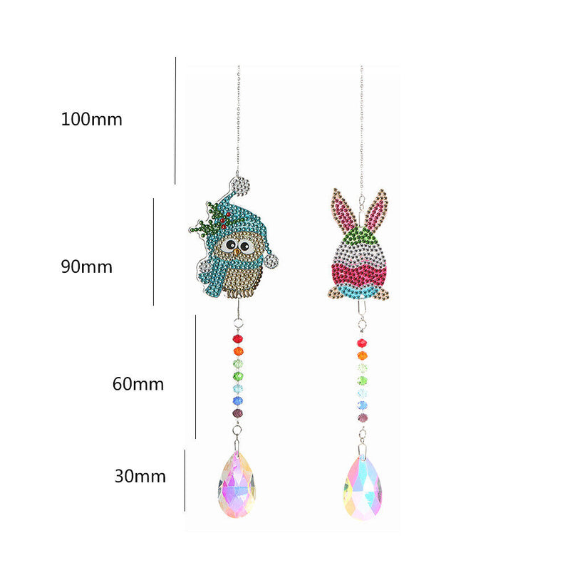 2pcs Crystal Wind Chimes Diamond Hanging Light Catcher Home Decor (ZH017)