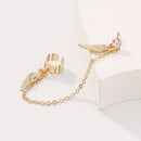 Non Piercing Ear Cuff Wing Earrings Tragus Earrings with Long Chain Tassel