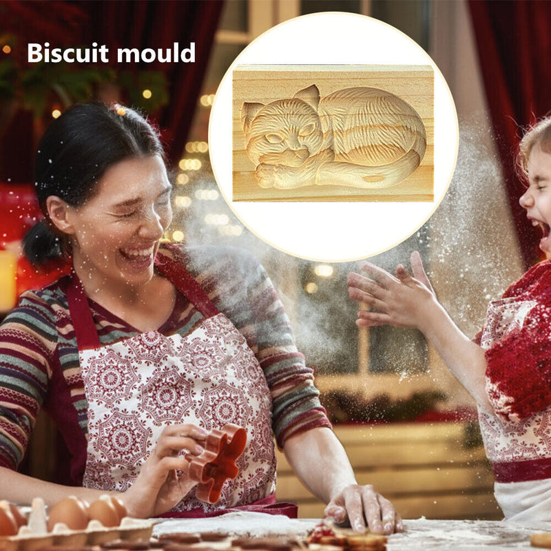 Wooden Cookie Mold Gingerbread Biscuit Moulds DIY Cake Embossing Baking Tools