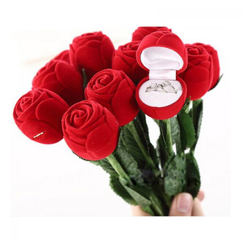 Wedding Valentine's Flower Red Rose Display Ring/Earrings/Pendant Jewelry Box
