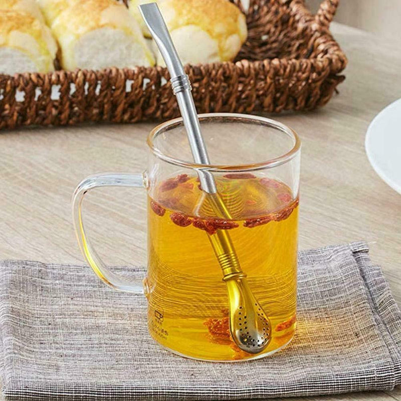 Tea Steel Drinking Yerba Mate Straw Gourd Bombilla Spoon Filter Tools S2J3