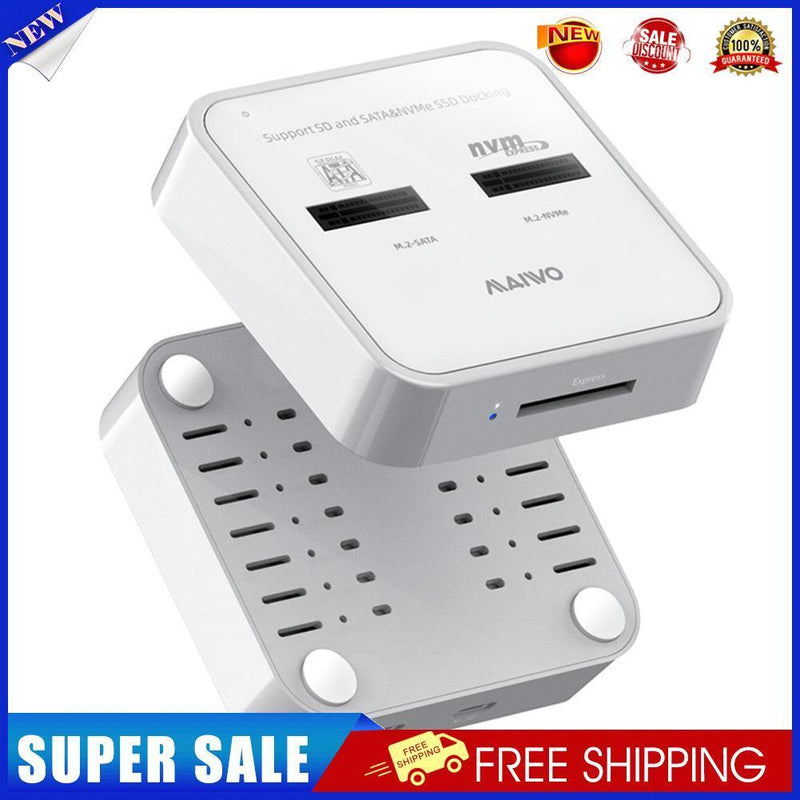 MAIWO K3016SD M.2 SSD Dock Dual Bay SATA/NVMe SD Card Reader Station (US)