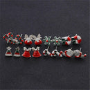 Women 8Pcs/Set Santa Gift Deer Stud Earrings Xams Snowflake Christmas Tree