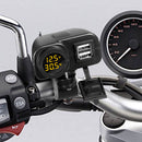 Waterproof Motorcycle Handlebar Dual USB Charger w/ Voltage Temperature Dis