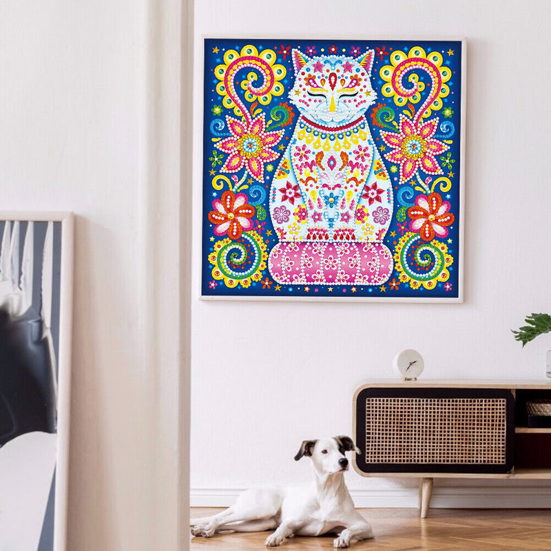 Rhinestone 5D DIY Special Shaped Diamond Painting Luminous Cat Mosaic Kit