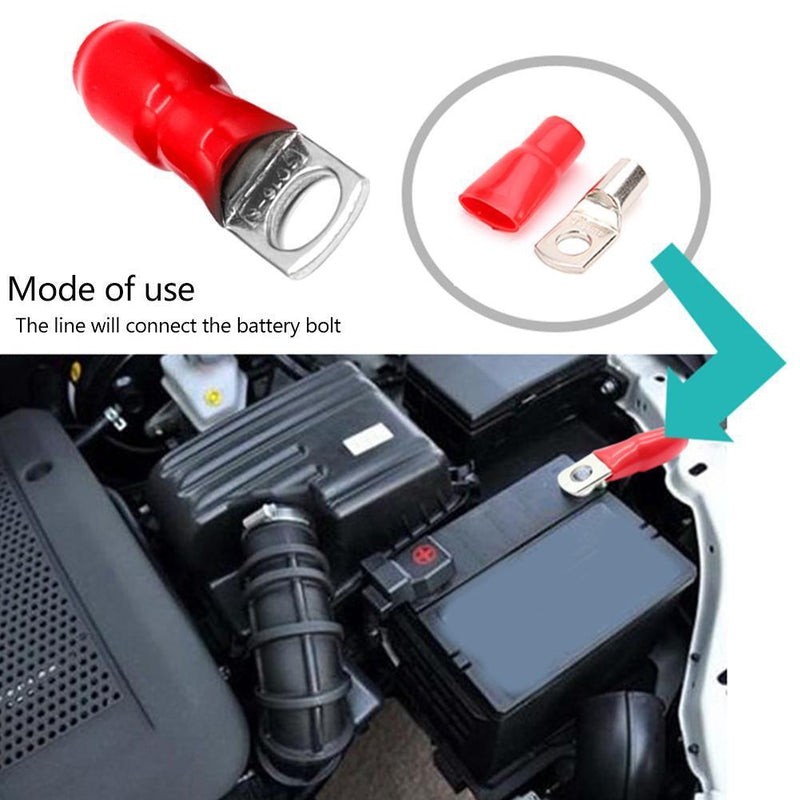 Ahomi 10x Car Audio Power Plug with 4 AWG Gauge M8 Male, Red & Black