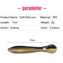 5pcs Luminous Loach 7cm 2g Lures Sinking Artificial Soft Fishing Bait (C) Newly