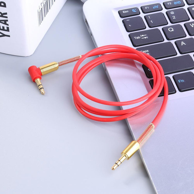 3.5mm Jack Stereo 1m Audio Cable Male to Male 90 Right Angle Cable (Red)