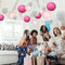 4 inch Round Chinese Paper Lantern DIY Paper Ball Lamp Party Decor (Pink)